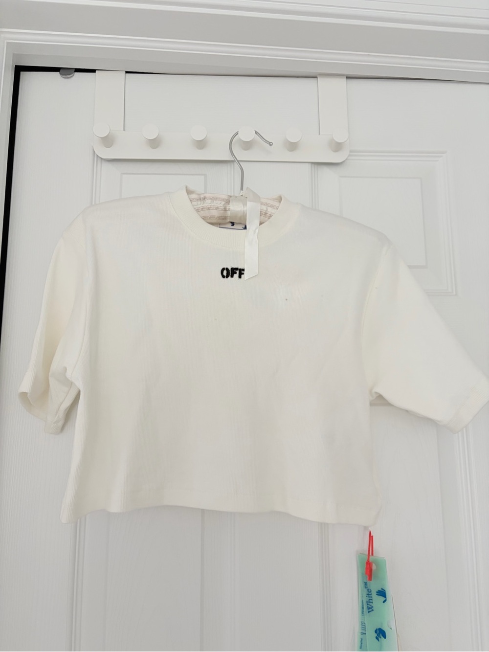 WHIT White Cropped Tee with Small Black 'OFF' Chest Logo